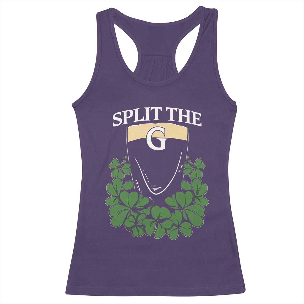 Split the G Funny Irish Stout Beer Drinking Game Racerback Tank Top St. Patrick’s Day Shamrocks Pub Crawl Crew TS02 Purple Print Your Wear