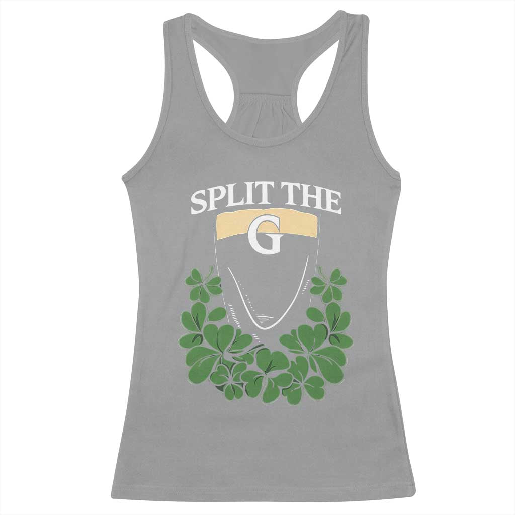 Split the G Funny Irish Stout Beer Drinking Game Racerback Tank Top St. Patrick’s Day Shamrocks Pub Crawl Crew TS02 Sport Gray Print Your Wear