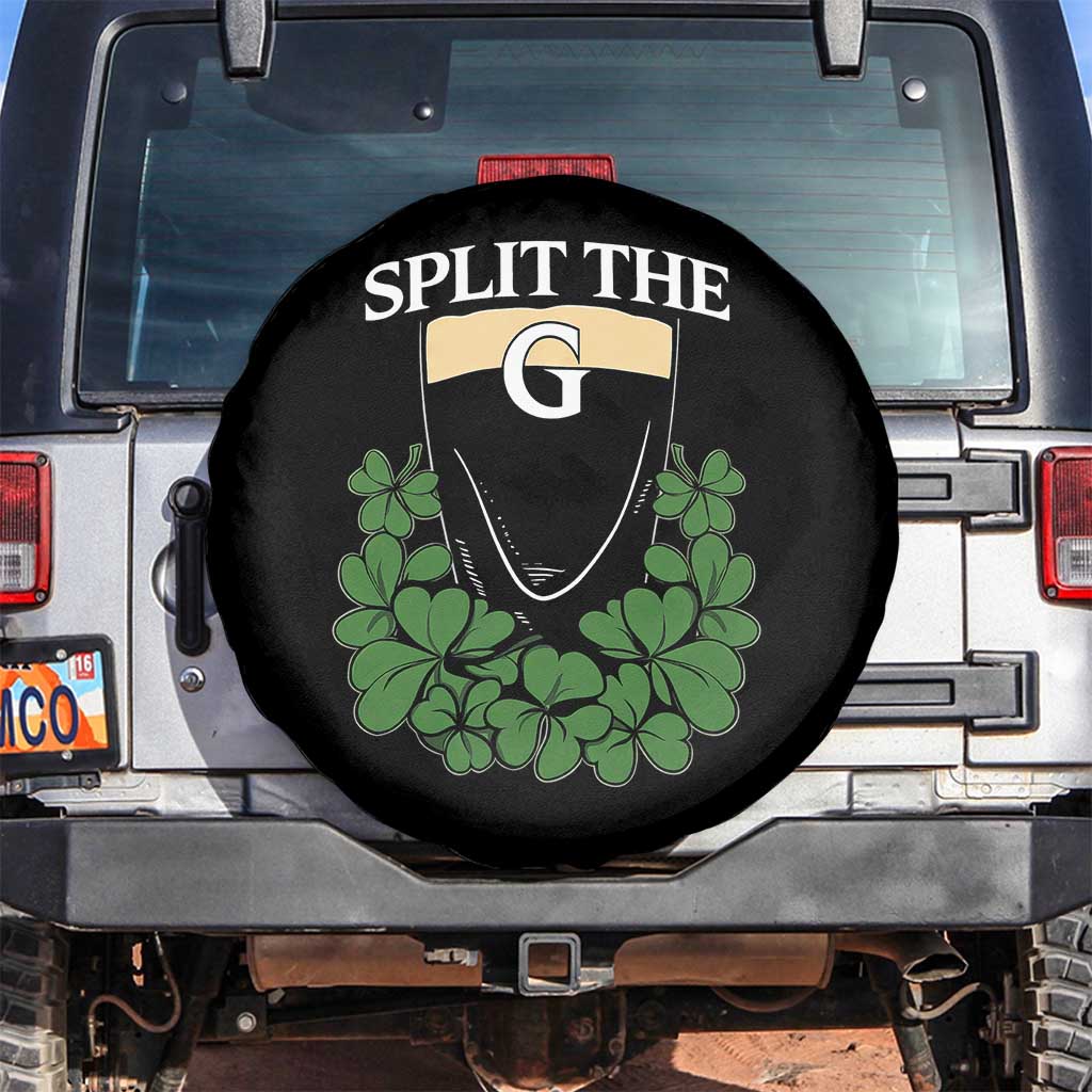 Split the G Funny Irish Stout Beer Drinking Game Spare Tire Cover St. Patrick’s Day Shamrocks Pub Crawl Crew TS02 No hole Black Print Your Wear