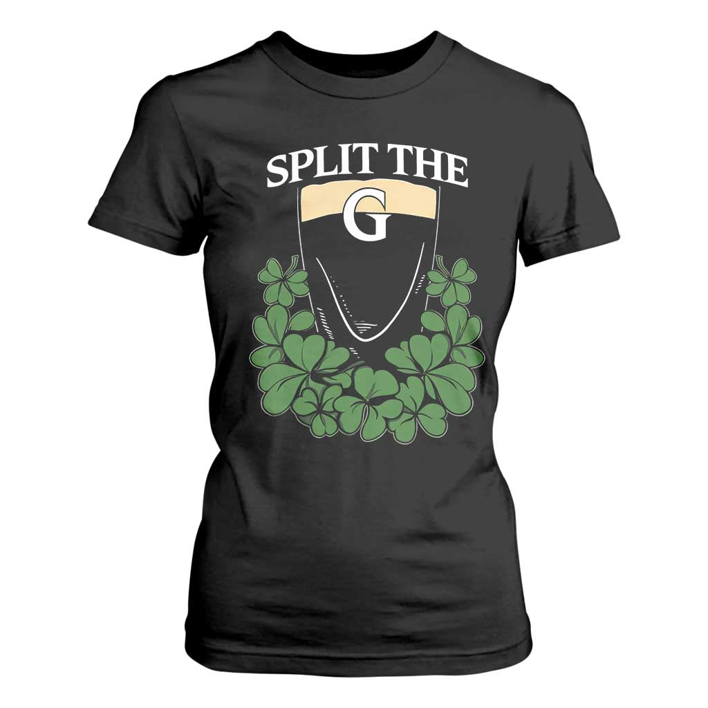 Split the G Funny Irish Stout Beer Drinking Game T Shirt For Women St. Patrick’s Day Shamrocks Pub Crawl Crew TS02 Black Print Your Wear