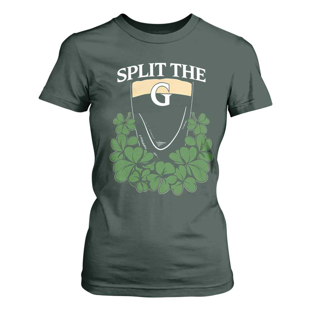 Split the G Funny Irish Stout Beer Drinking Game T Shirt For Women St. Patrick’s Day Shamrocks Pub Crawl Crew TS02 Dark Forest Green Print Your Wear