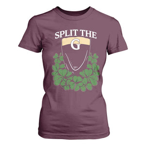 Split the G Funny Irish Stout Beer Drinking Game T Shirt For Women St. Patrick’s Day Shamrocks Pub Crawl Crew TS02 Maroon Print Your Wear