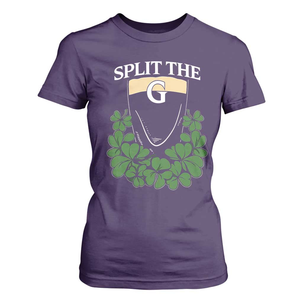 Split the G Funny Irish Stout Beer Drinking Game T Shirt For Women St. Patrick’s Day Shamrocks Pub Crawl Crew TS02 Purple Print Your Wear