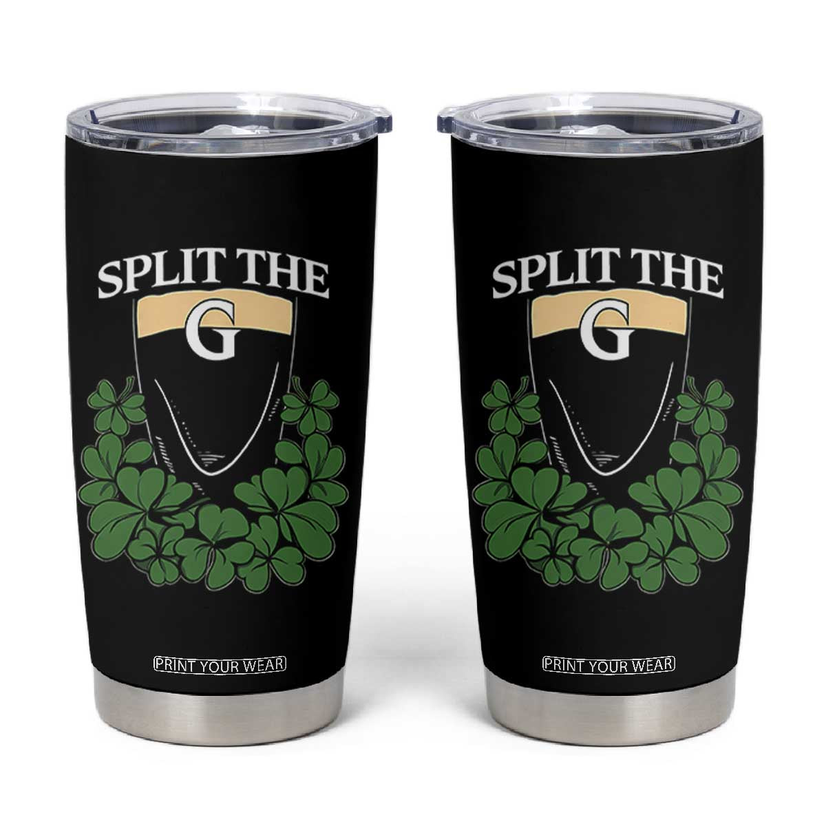 Split the G Funny Irish Stout Beer Drinking Game Tumbler Cup St. Patrick’s Day Shamrocks Pub Crawl Crew TS02 Black Print Your Wear
