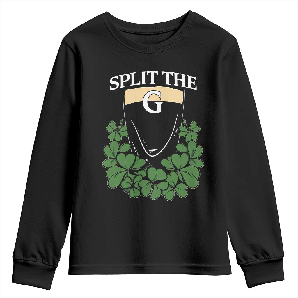 Split the G Funny Irish Stout Beer Drinking Game Youth Sweatshirt St. Patrick’s Day Shamrocks Pub Crawl Crew TS02 Black Print Your Wear