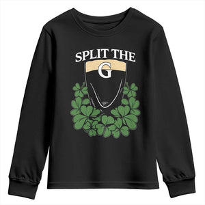 Split the G Funny Irish Stout Beer Drinking Game Youth Sweatshirt St. Patrick’s Day Shamrocks Pub Crawl Crew TS02 Black Print Your Wear