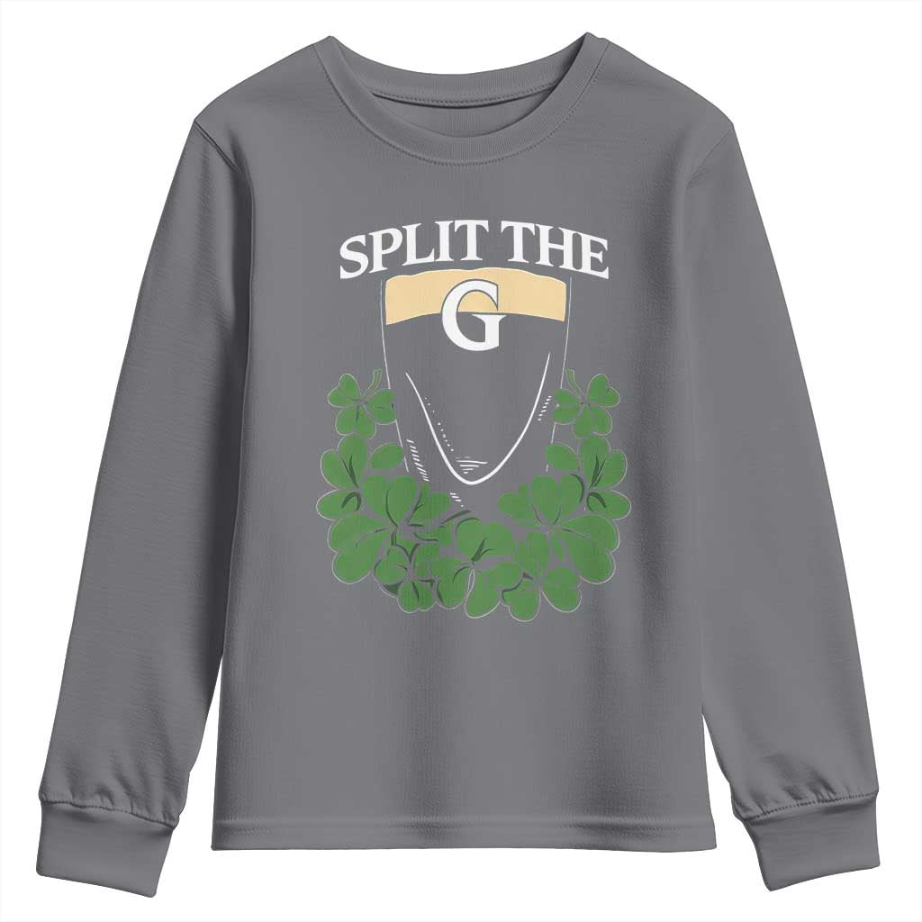 Split the G Funny Irish Stout Beer Drinking Game Youth Sweatshirt St. Patrick’s Day Shamrocks Pub Crawl Crew TS02 Charcoal Print Your Wear