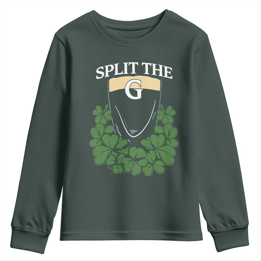 Split the G Funny Irish Stout Beer Drinking Game Youth Sweatshirt St. Patrick’s Day Shamrocks Pub Crawl Crew TS02 Dark Forest Green Print Your Wear