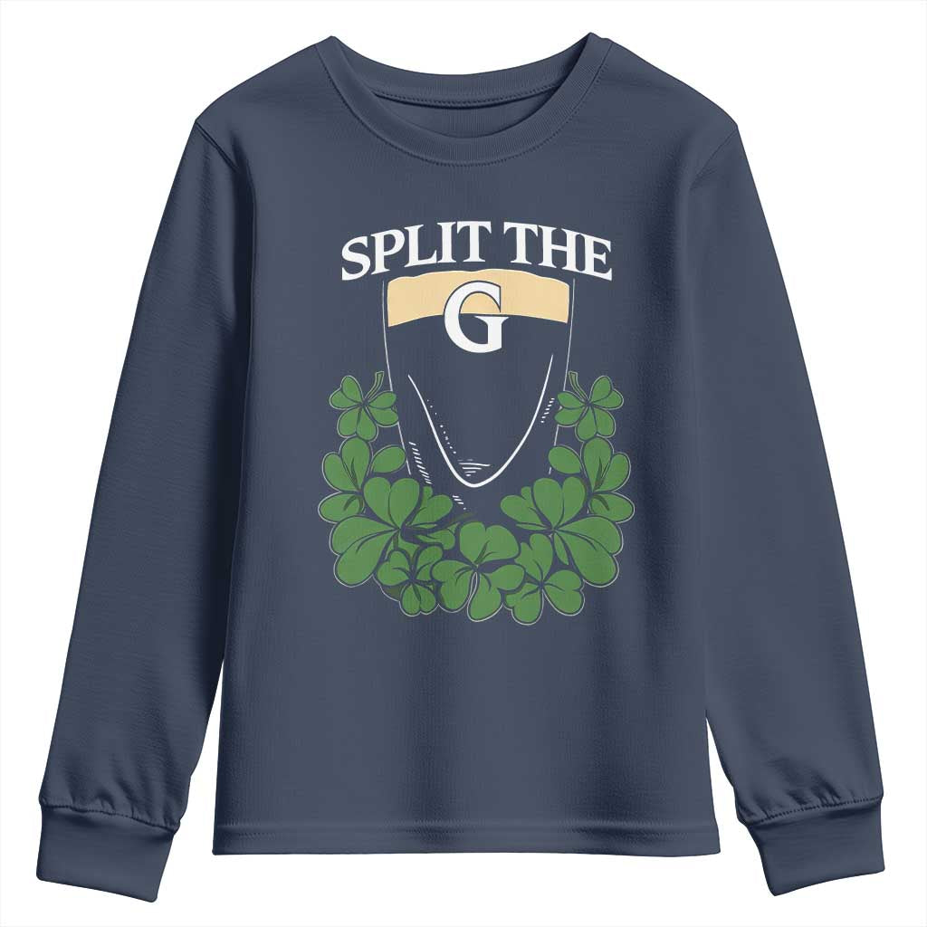 Split the G Funny Irish Stout Beer Drinking Game Youth Sweatshirt St. Patrick’s Day Shamrocks Pub Crawl Crew TS02 Navy Print Your Wear