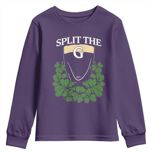 Split the G Funny Irish Stout Beer Drinking Game Youth Sweatshirt St. Patrick’s Day Shamrocks Pub Crawl Crew TS02 Purple Print Your Wear