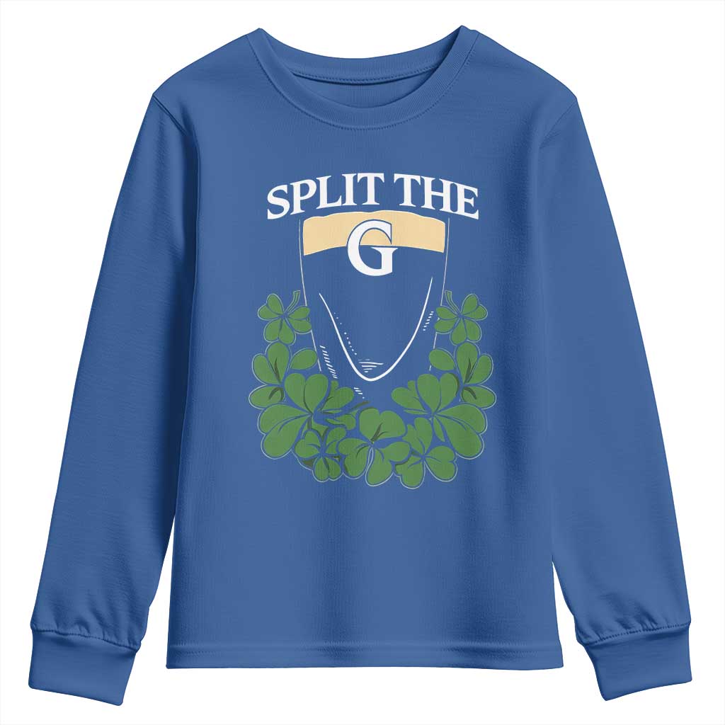 Split the G Funny Irish Stout Beer Drinking Game Youth Sweatshirt St. Patrick’s Day Shamrocks Pub Crawl Crew TS02 Royal Blue Print Your Wear