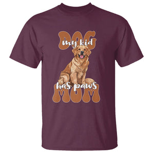 Golden Retriever T Shirt My Kid Has Paws Dog Lover TS02 Maroon Printyourwear
