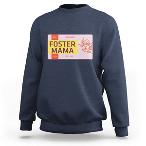 Foster Mama Sweatshirt Licensed To Love Est 2024 Adoptive Mom TS02 Navy Printyourwear