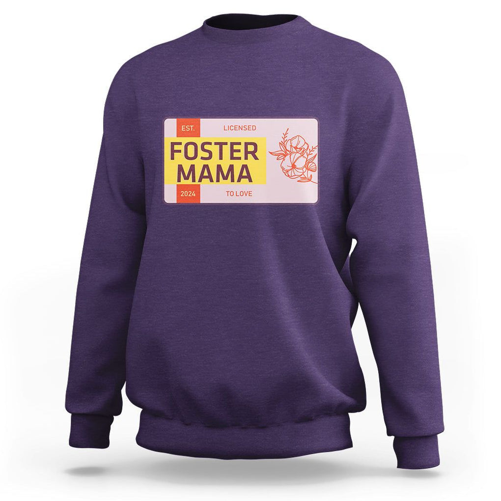 Foster Mama Sweatshirt Licensed To Love Est 2024 Adoptive Mom TS02 Purple Printyourwear
