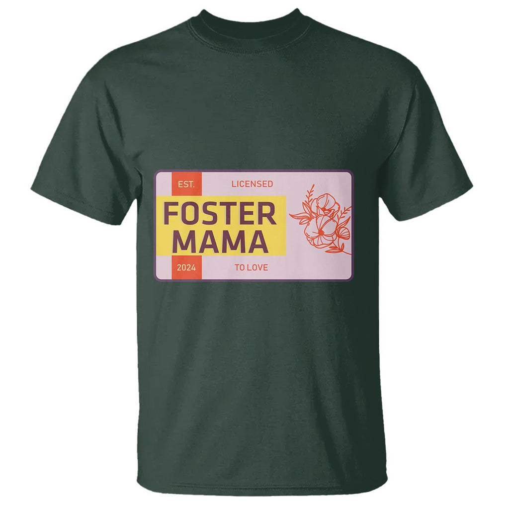 Foster Mama T Shirt Licensed To Love Est 2024 Adoptive Mom TS02 Dark Forest Green Printyourwear