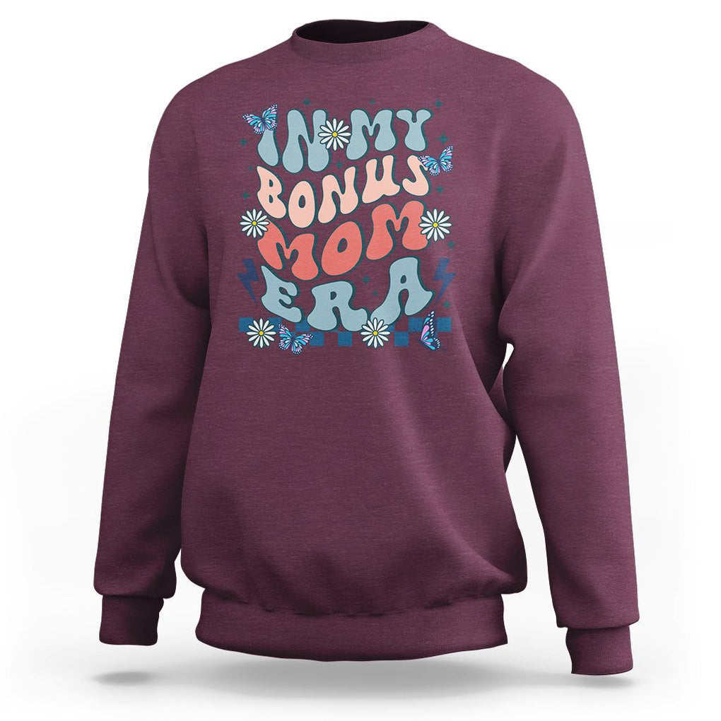 Funny Stepmom Sweatshirt In My Bonus Mom Era TS02 Maroon Printyourwear