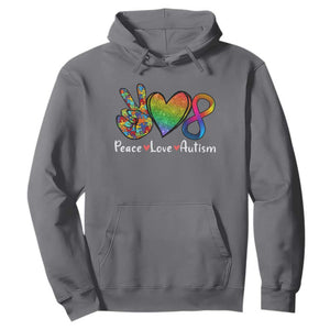 Peace Love Autism Hoodie Support Accept Love Rainbow Infinity Jigsaw Puzzle TS02 Charcoal Printyourwear