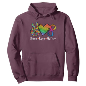Peace Love Autism Hoodie Support Accept Love Rainbow Infinity Jigsaw Puzzle TS02 Maroon Printyourwear