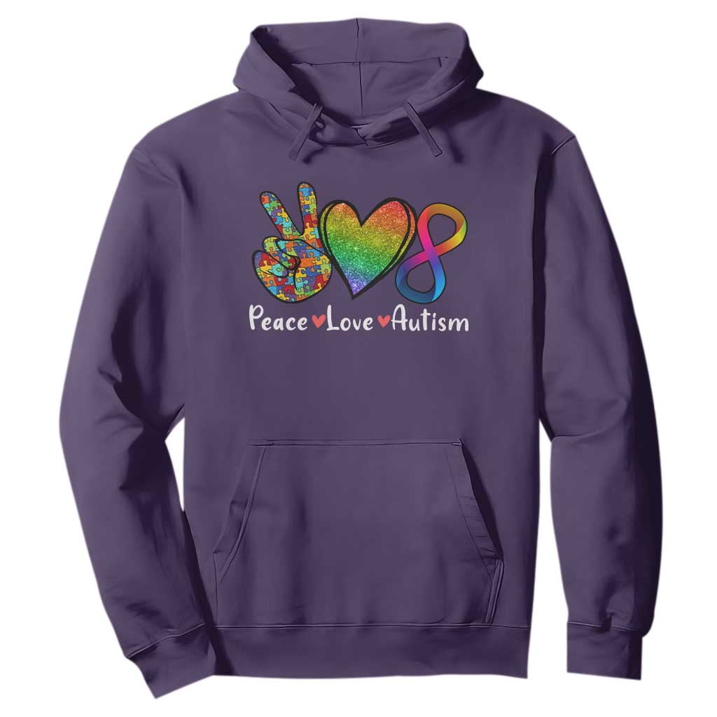Peace Love Autism Hoodie Support Accept Love Rainbow Infinity Jigsaw Puzzle TS02 Purple Printyourwear