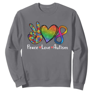 Peace Love Autism Sweatshirt Support Accept Love Rainbow Infinity Jigsaw Puzzle TS02 Charcoal Printyourwear
