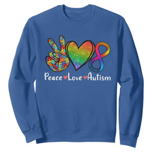 Peace Love Autism Sweatshirt Support Accept Love Rainbow Infinity Jigsaw Puzzle TS02 Royal Blue Printyourwear