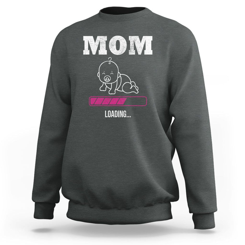 New Mom Sweatshirt Mom Loading In Progress TS02 Dark Heather Printyourwear
