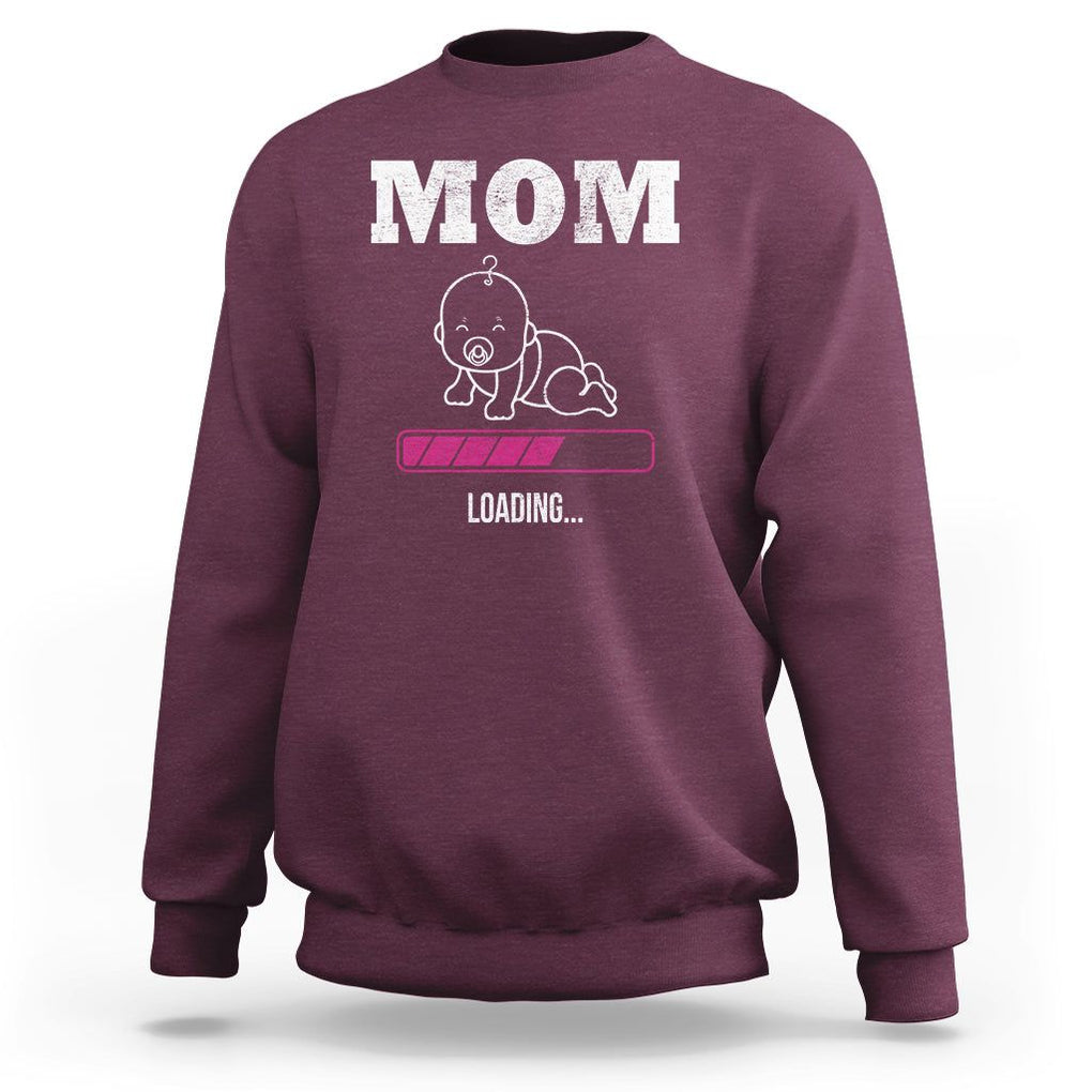 New Mom Sweatshirt Mom Loading In Progress TS02 Maroon Printyourwear