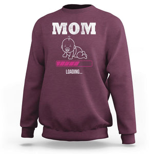 New Mom Sweatshirt Mom Loading In Progress TS02 Maroon Printyourwear