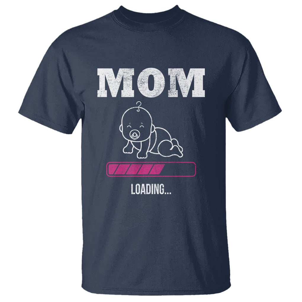 New Mom T Shirt Mom Loading In Progress TS02 Navy Printyourwear