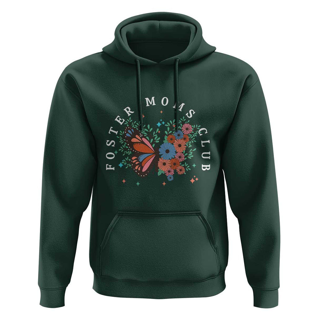 Foster Mom Club Hoodie Adoptive Mama Foster Care Mother's Day Floral Butterfly TS02 Dark Forest Green Print Your Wear