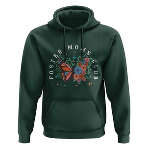 Foster Mom Club Hoodie Adoptive Mama Foster Care Mother's Day Floral Butterfly TS02 Dark Forest Green Print Your Wear