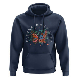 Foster Mom Club Hoodie Adoptive Mama Foster Care Mother's Day Floral Butterfly TS02 Navy Print Your Wear