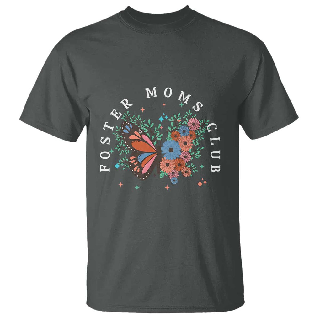 Foster Mom Club T Shirt Adoptive Mama Foster Care Mother's Day Floral Butterfly TS02 Dark Heather Print Your Wear