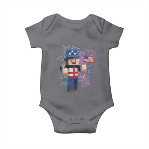 4th of July Gamer Baby Onesie Uncle Sam Pixels Gaming Celebrate Independence Day TS02 Charcoal Print Your Wear