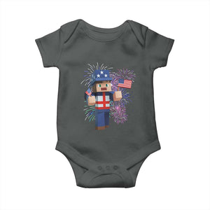 4th of July Gamer Baby Onesie Uncle Sam Pixels Gaming Celebrate Independence Day TS02 Dark Heather Print Your Wear
