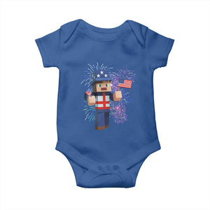 4th of July Gamer Baby Onesie Uncle Sam Pixels Gaming Celebrate Independence Day TS02 Royal Blue Print Your Wear