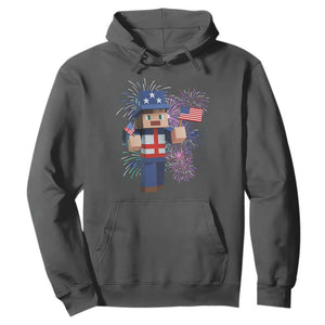 4th of July Gamer Hoodie Uncle Sam Pixels Gaming Celebrate Independence Day TS02 Dark Heather Print Your Wear