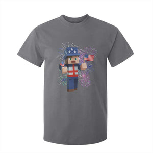 4th of July Gamer T Shirt For Kid Uncle Sam Pixels Gaming Celebrate Independence Day TS02 Charcoal Print Your Wear