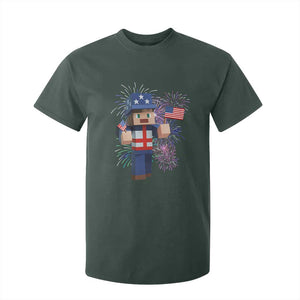 4th of July Gamer T Shirt For Kid Uncle Sam Pixels Gaming Celebrate Independence Day TS02 Dark Forest Green Print Your Wear