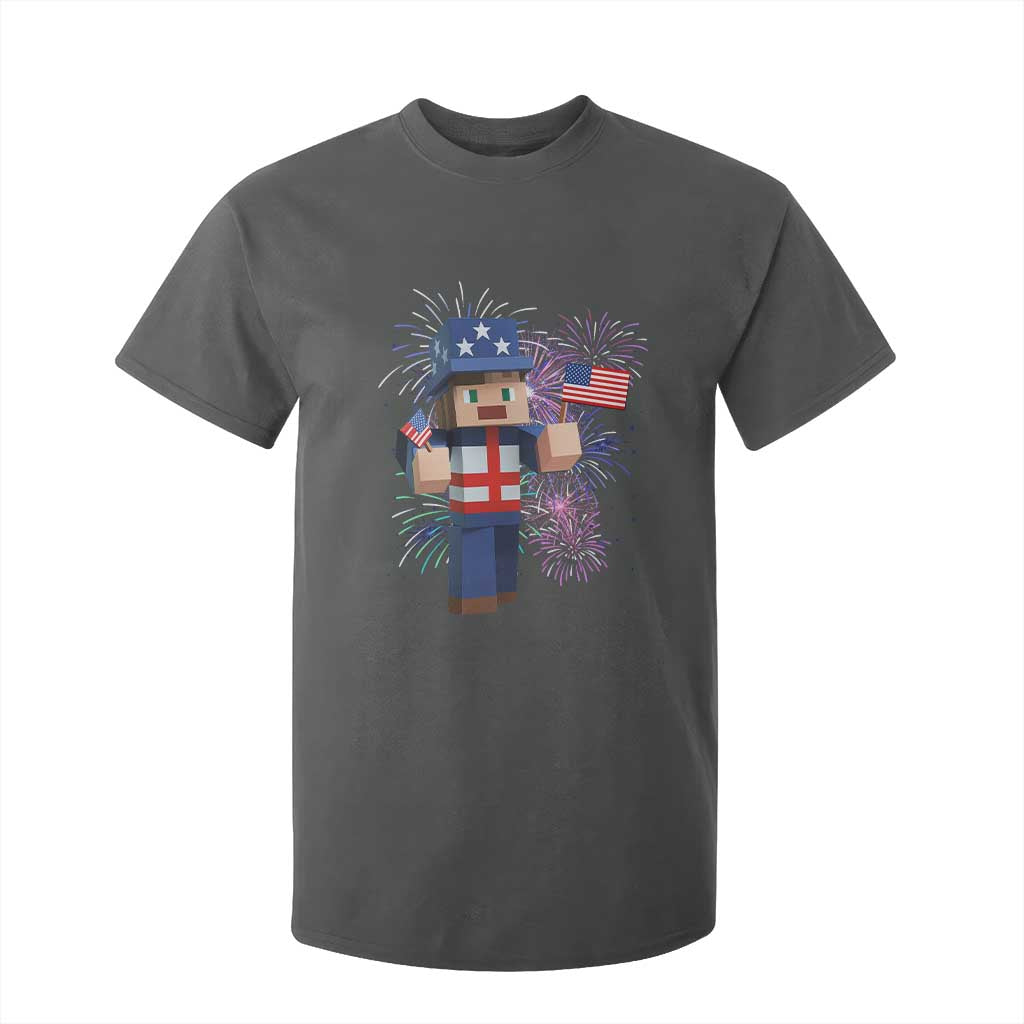 4th of July Gamer T Shirt For Kid Uncle Sam Pixels Gaming Celebrate Independence Day TS02 Dark Heather Print Your Wear