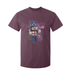 4th of July Gamer T Shirt For Kid Uncle Sam Pixels Gaming Celebrate Independence Day TS02 Maroon Print Your Wear
