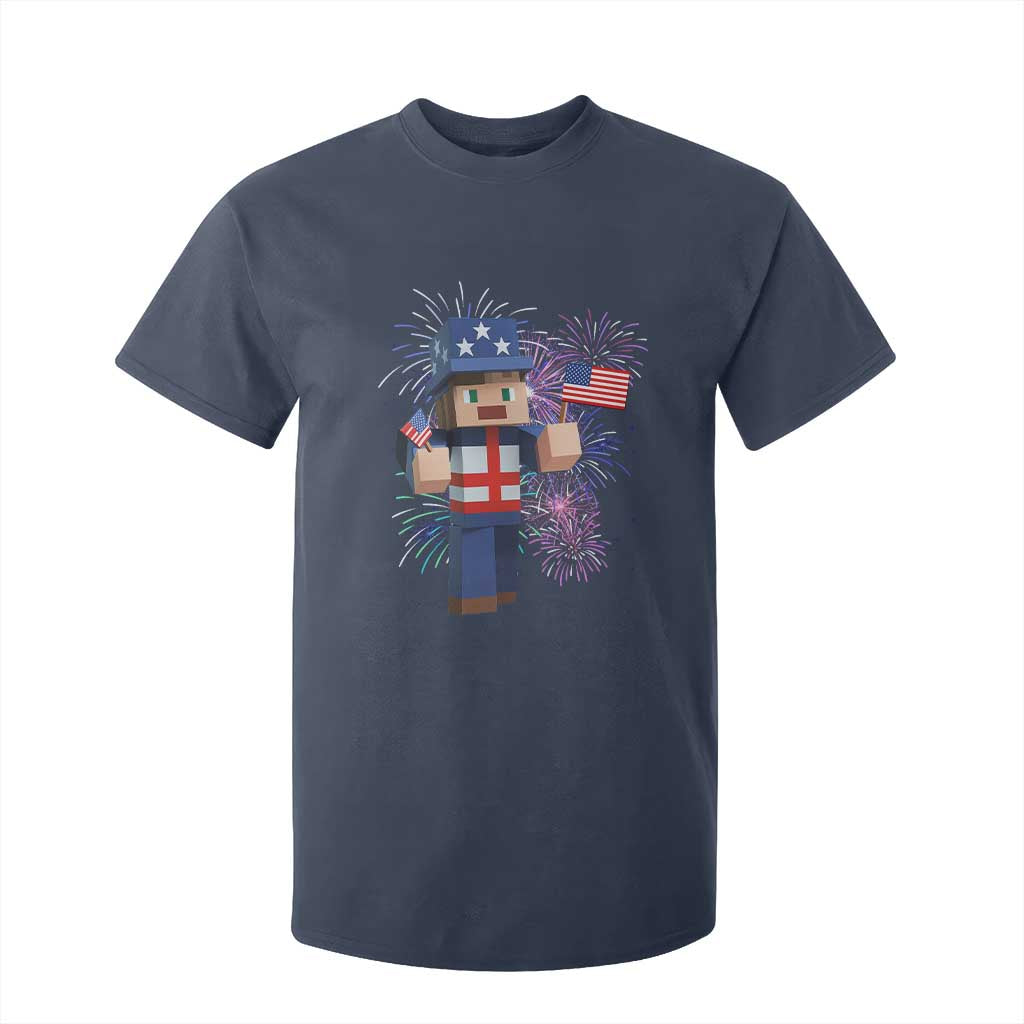 4th of July Gamer T Shirt For Kid Uncle Sam Pixels Gaming Celebrate Independence Day TS02 Navy Print Your Wear