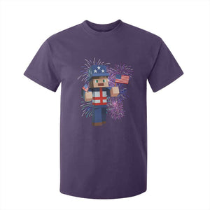 4th of July Gamer T Shirt For Kid Uncle Sam Pixels Gaming Celebrate Independence Day TS02 Purple Print Your Wear