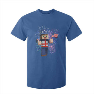 4th of July Gamer T Shirt For Kid Uncle Sam Pixels Gaming Celebrate Independence Day TS02 Royal Blue Print Your Wear