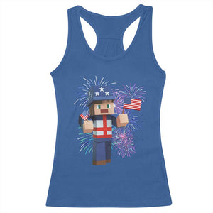 4th of July Gamer Racerback Tank Top Uncle Sam Pixels Gaming Celebrate Independence Day TS02 Royal Blue Print Your Wear