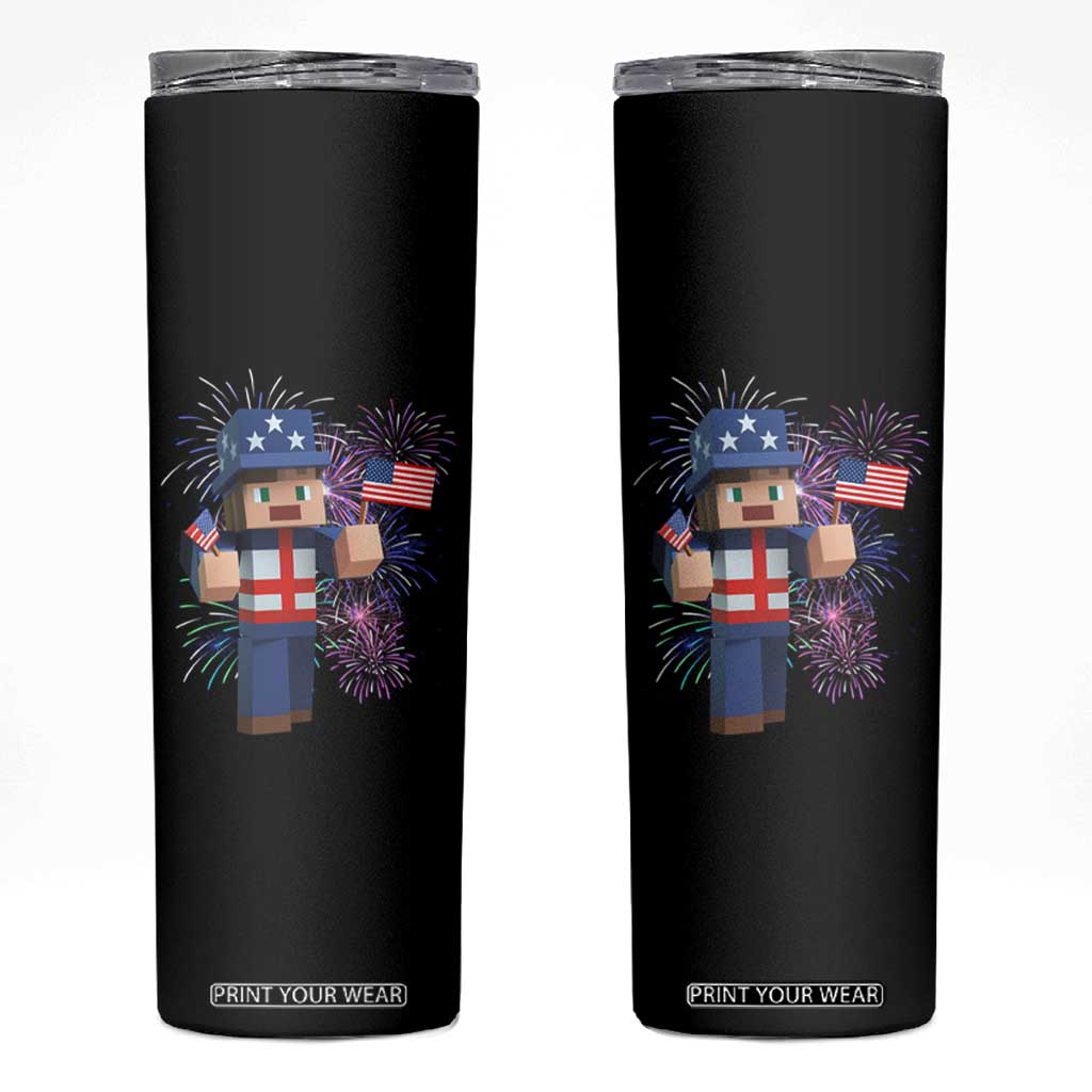 4th of July Gamer Skinny Tumbler Uncle Sam Pixels Gaming Celebrate Independence Day TS02 Black Print Your Wear