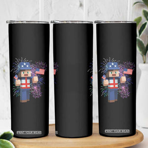 4th of July Gamer Skinny Tumbler Uncle Sam Pixels Gaming Celebrate Independence Day TS02 Print Your Wear