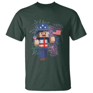4th of July Gamer T Shirt Uncle Sam Pixels Gaming Celebrate Independence Day TS02 Dark Forest Green Print Your Wear