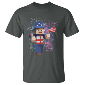4th of July Gamer T Shirt Uncle Sam Pixels Gaming Celebrate Independence Day TS02 Dark Heather Print Your Wear