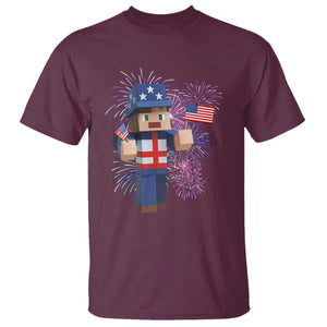 4th of July Gamer T Shirt Uncle Sam Pixels Gaming Celebrate Independence Day TS02 Maroon Print Your Wear